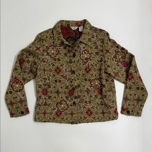 Laura Ashley Petite Tapestry Jacket Embroidered Sequins Floral Cottagecore PM MP